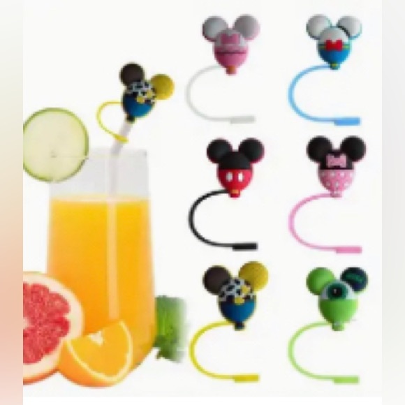 15 piece Straw Bundle: 2 Disney Straw Covers, 12 Straws 1 Straw Cleaner 🆕 - Picture 2 of 13